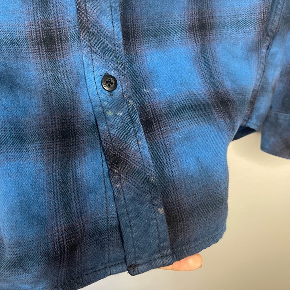 Rock & Republic Blue Black Plaid Flannel Haute Madre DIY Long Sleeve - Picture 6 of 8